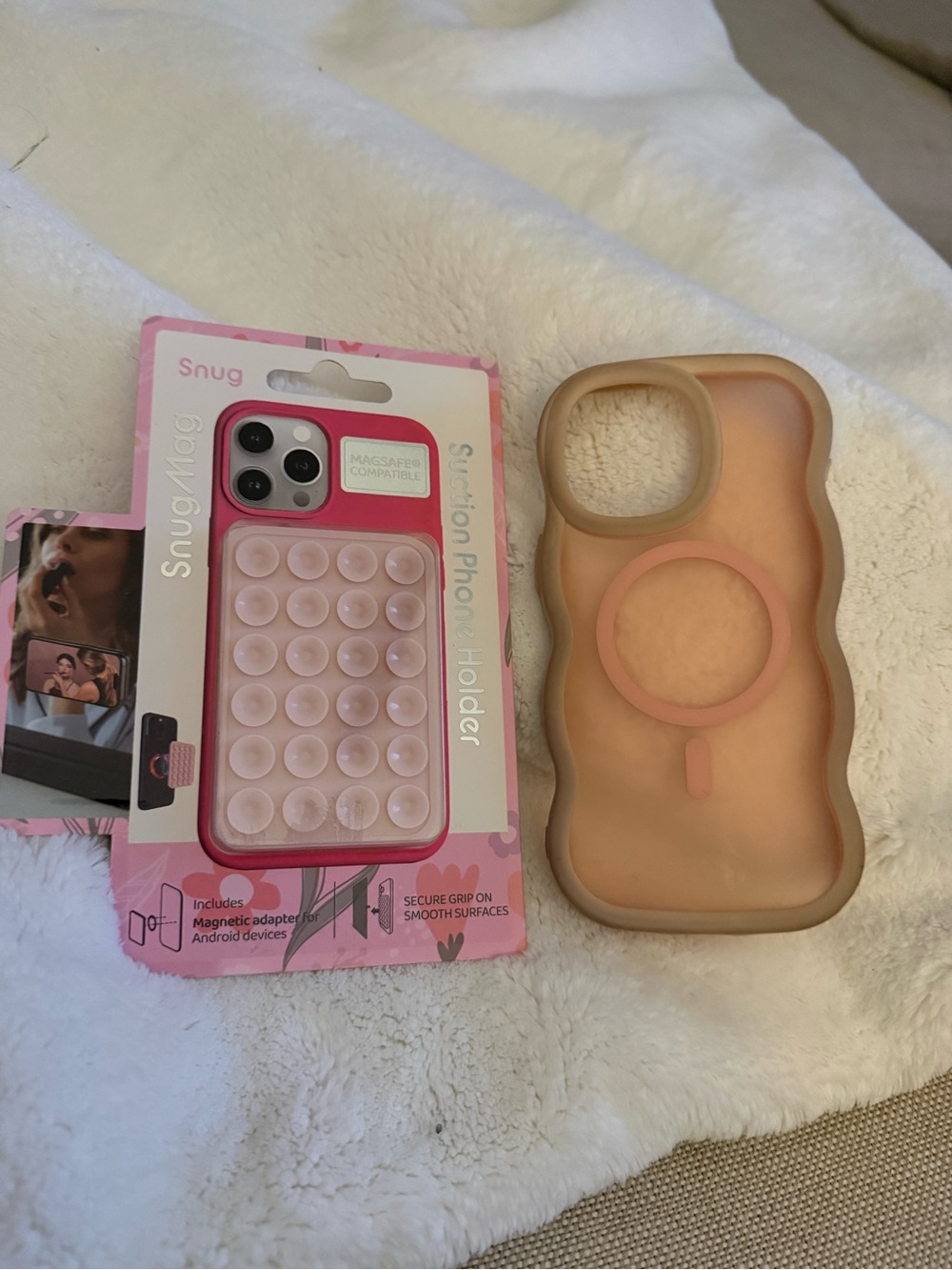 Pink Silicone Phone Case with Suction Phone Holder